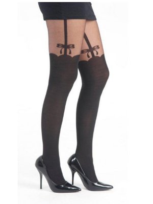 Side bow suspender tights - sassy without the garter belt