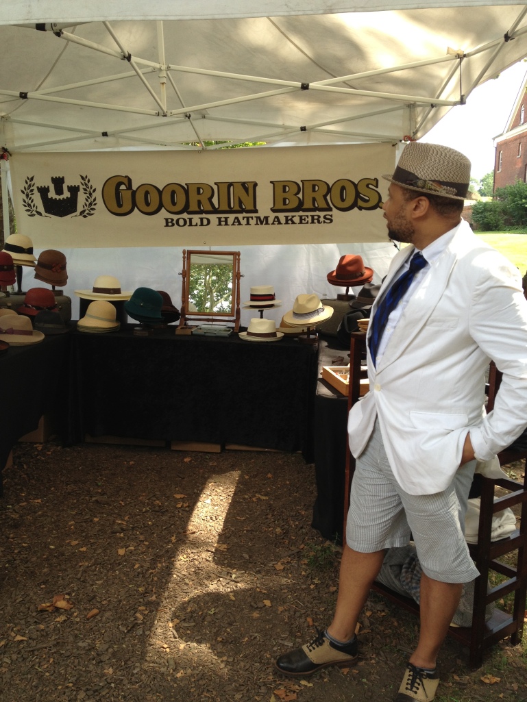 Looking into the Goorin Bros. booth